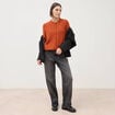 Manteau oversize court col tailleur noir femme