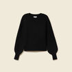 Pull manches longues col rond &agrave; sequins noir femme