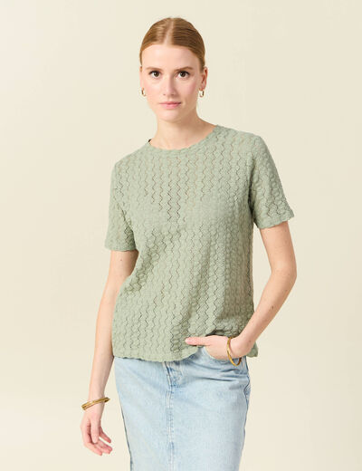 T-shirt manches courtes vert olive femme