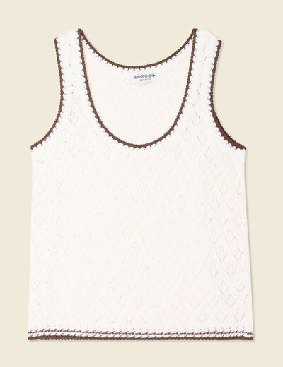 Pull sans manches ecru femme