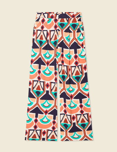 Pantalon large fluide orange femme