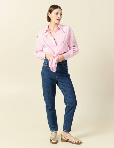 Chemise manches longues rose femme