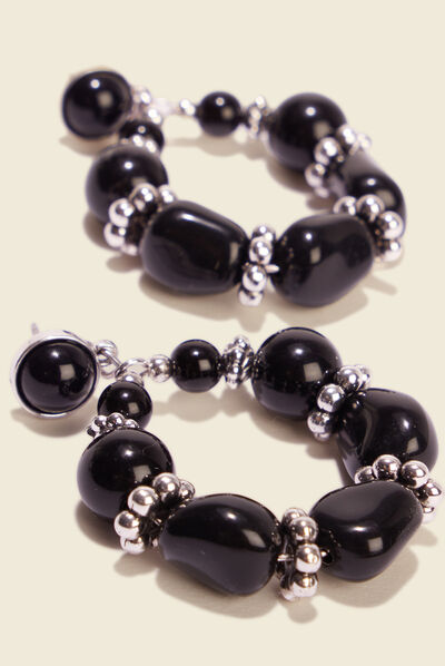 Boucles d'oreilles pendantes noir femme