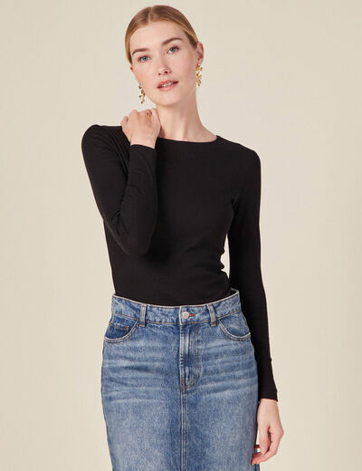 T-shirt femme maille unie Instinct noir femme