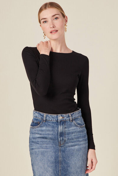 T-shirt femme maille unie Instinct noir femme