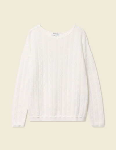Pull manches longues ecru femme