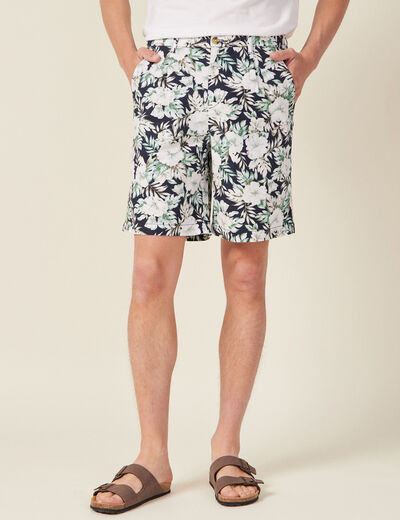 Bermuda slim bleu marine homme