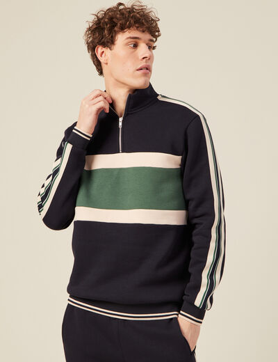 Sweat manches longues bleu marine homme