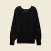 Pull manches longues col rond noir femme