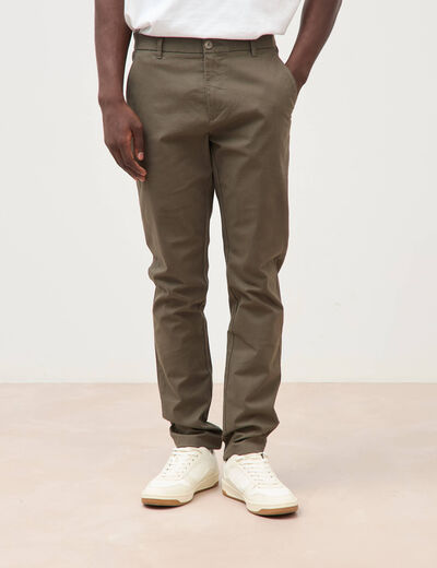 Pantalon chino slim taupe homme