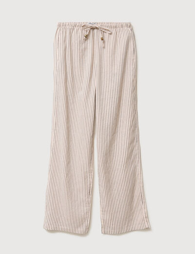 Pantalon taille standard ecru femme