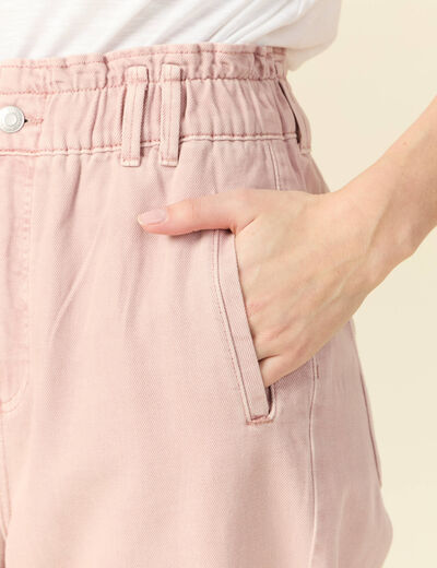 Jeans slouchy 7/8ème rose clair femme