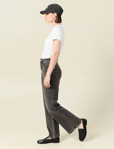 Jeans large éco-responsable denim snow gris femme