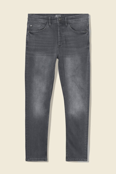 Jeans tapered 5 poches denim gris homme