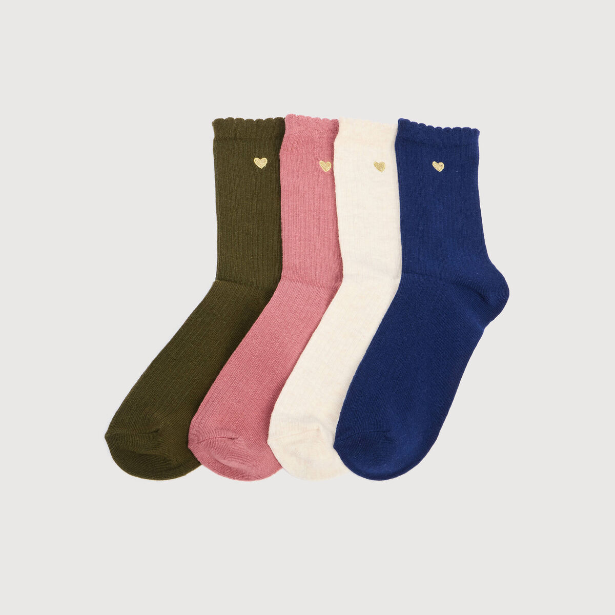 Lot de 4 paires de chaussettes vert kaki femme