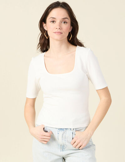 T-shirt éco-responsable creme femme