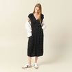 Robe midi évasée plissée satin noir femme