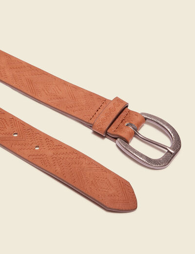 Ceinture embossée marron femme