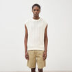 Pull sans manches col rond en coton ecru homme