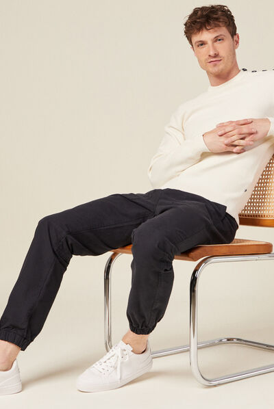 Pull manches longues à boutons ecru homme
