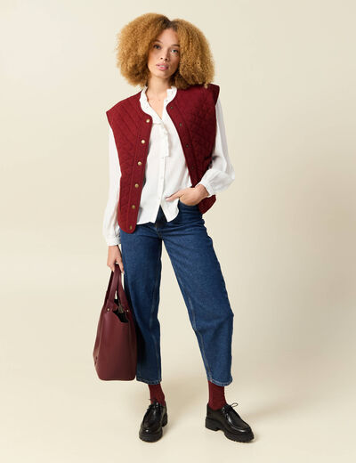 Gilet sans manches rouge foncé femme