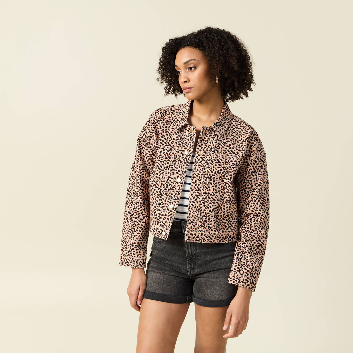 Blouson boutonné camel femme