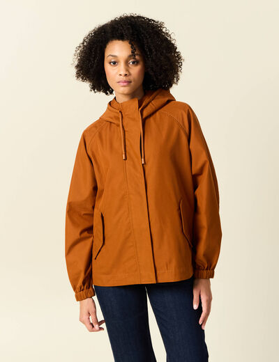 Parka oversize à capuche camel femme