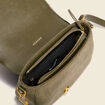 Sac bandoulière en velours doublé vert kaki femme