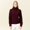 Pull manches longues col roulé rouge foncé femme