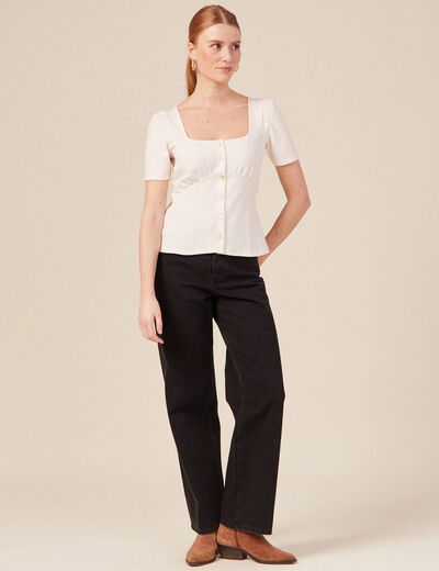 T-shirt manches courtes ecru femme