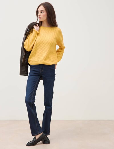Jeans regular taille haute denim brut femme
