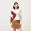 Pull col rond manches longues ecru femme