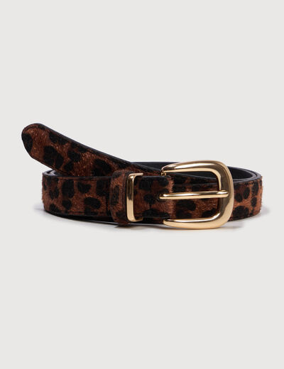 Ceinture fine imitation fourrure marron fonc&eacute; femme