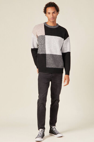 Pull manches longues noir homme