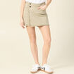 Jupe-short droite en jean vert kaki femme