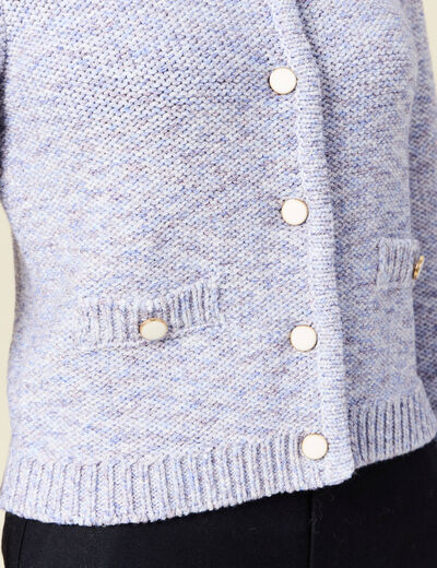 Gilet manches longues col rond bleu marine femme