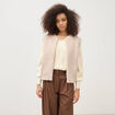 Gilet droit sans manches col rond ivoire femme