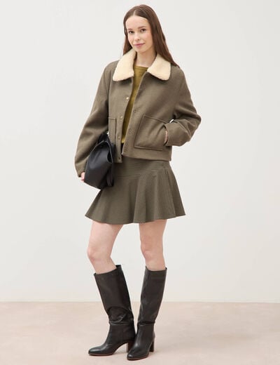 Mini-jupe patineuse doubl&eacute;e noir femme