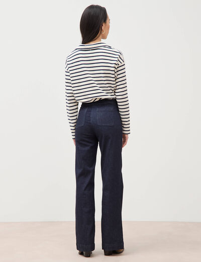 Jeans bootcut taille haute 7/8&egrave;me denim brut femme