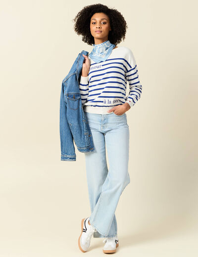Pull manches longues ecru femme