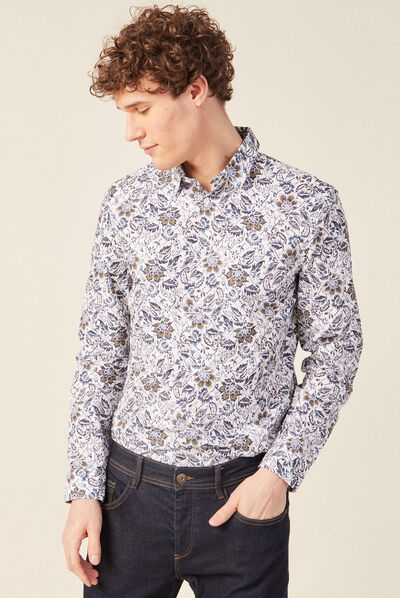 Chemise à manches longues blanc homme