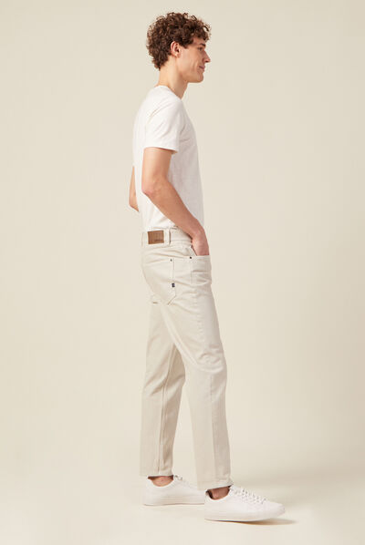 Jeans tapered 5 poches beige homme