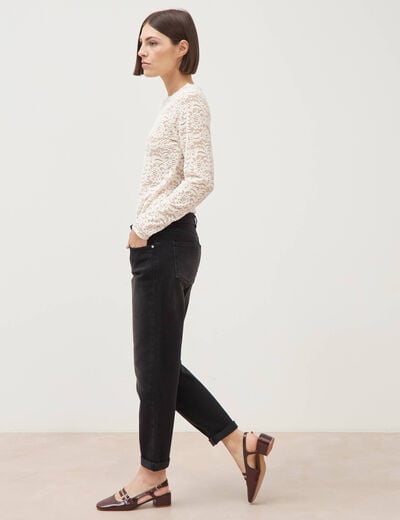 Jeans droit 7/8&egrave;me taille standard denim noir femme