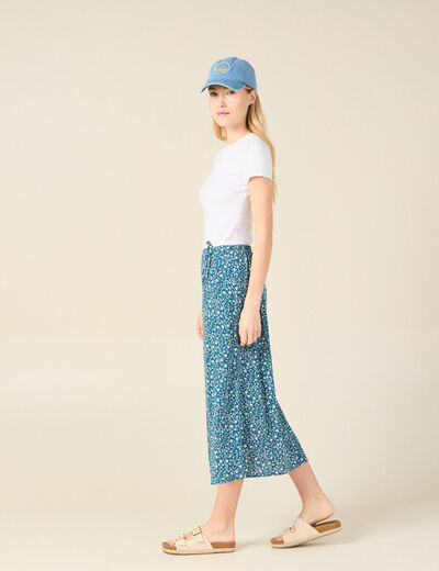 Jupe longue portefeuille bleu femme