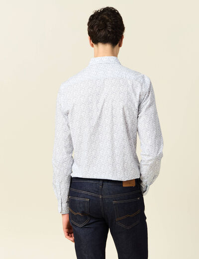 Chemise cintr&eacute;e en coton manches longues gris homme