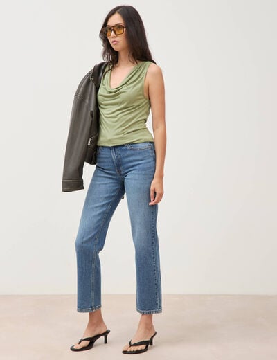 D&eacute;bardeur ajust&eacute; col b&eacute;nitier vert kaki femme