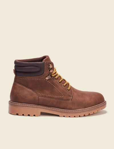 Bottines style montagne marron foncé homme