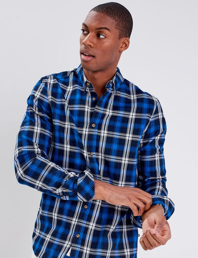 Chemise manches longues bleu marine homme