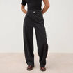 Jeans loose en coton denim gris femme