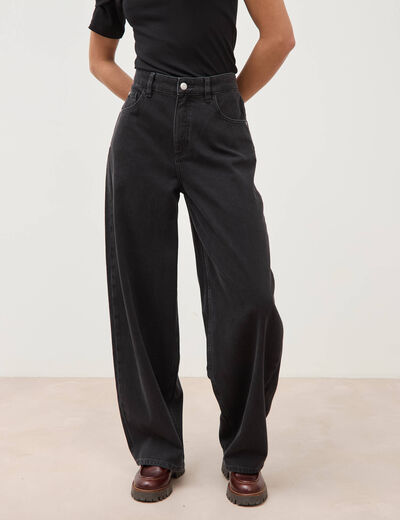 Jeans loose en coton denim gris femme